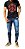 Calça masculina Jeans  Rasgada destroyed Azul Slim skinny  Zíper Lycra - Imagem 1