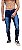 Calça Jeans Masculina Slim Fit Rasgada destroyed  Com Lycra Azul escuro desbotada - Imagem 1