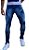 Calça Jeans Masculina Slim Fit Rasgada destroyed  Super Skinny Com Lycra Azul escuro - Imagem 1