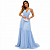 Vestido Longo Azul Serenity Musseline Alças Finas Madrinha Casamento Formatura - Imagem 1