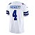 Jersey NFL Dallas Cowboys Dak Prescott 4 Nike Masculina Branca Adulto e Infantil Fuse - Imagem 4