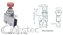 MICROSWITCH COM BOTAO 3T TIPO PUSH PULL 3AX250V  KW11 3Z 1 105 VERMELHO - Imagem 1