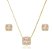 Conjunto Colar e Brinco Quadrado cor de rosa claro com Zircônias Folheado a Ouro 18k — Ale Semijoias - Imagem 1