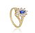 Anel de Formatura Zircônia Azul Banho Ouro 18k - Ale Semijoias - Imagem 1