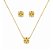 Conjunto Colar e Brinco Ponto de Luz Zircônia Citrino Banho Ouro 18k - Ale Semijoias - Imagem 1