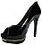 Peep Toe Le Bianco Torquay Salto 12 cm Preto em Verniz Com Meia Pata Externa - Imagem 4