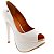 Peep Toe Le Bianco Bristol Salto Alto Fino Branco em Verniz Meia Pata Externa - Imagem 2