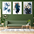 Conjunto de 3 Quadros Decorativos Flores e Penas Azuis - Imagem 1