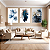 Conjunto de 3 Quadros Decorativos Flores e Penas Azuis - Imagem 4