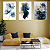 Conjunto de 3 Quadros Decorativos Flores e Penas Azuis - Imagem 2