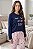 Pijama Longo Noite de Lua Azul e Rosa - Imagem 1