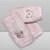 Kit Paninho de Boca Laço Bebê Babitas Bordado - Urso Rosa - Imagem 1