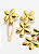Kit com 3 Presilhas de Cabelo com Flores Alongadas douradas - Imagem 1