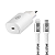 Fonte Carregador Turbo 25W Tipo C QC 3.0 + Cabo Nylon Kevlar Tipo C - Lightning 1,5m Gshield Branco - Imagem 1