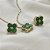 CONJUNTO FLOR VERDE NO DOURADO - SEMIJOIA - Imagem 1