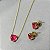 CONJUNTO CORAÇÃO ROSA NO DOURADO - SEMIJOIA - Imagem 5