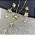 CONJUNTO FLORES COM PEDRARIA NO DOURADO - SEMIJOIA - Imagem 2