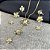 CONJUNTO FLORES COM PEDRARIA NO DOURADO - SEMIJOIA - Imagem 4