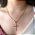 Pingente Cruz Fina Folheado Em Ouro 18k [F027] - Imagem 2