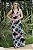 Vestido Longo Viscolycra Estampado Preto Decote Tule [F081] - Imagem 1