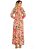 Vestido Longo Viscolycra Manga 3/4 Estampado Rosa [F081] - Imagem 2