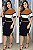 Vestido Midi Fenda Tricot Elastano Listrado [F081] - Imagem 1