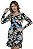 Vestido Curto Viscolycra Decotado Manga Longa Tropical [F081] - Imagem 1