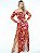 Vestido Longo Viscolycra Estampado Fendas London Vermelho [F081] - Imagem 1