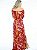 Vestido Longo Viscolycra Estampado Fendas London Vermelho [F081] - Imagem 2