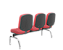 Longarina Premium Diretor Cromado Vermelho 3 lugares - Imagem 2