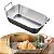 Bandeja Retangular Com Alça Mini Petisqueira Aço Inox [F102] - Imagem 2