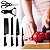 Jogo De Facas 6 Peças Com Tesoura Knife Set Preto [F102] - Imagem 6