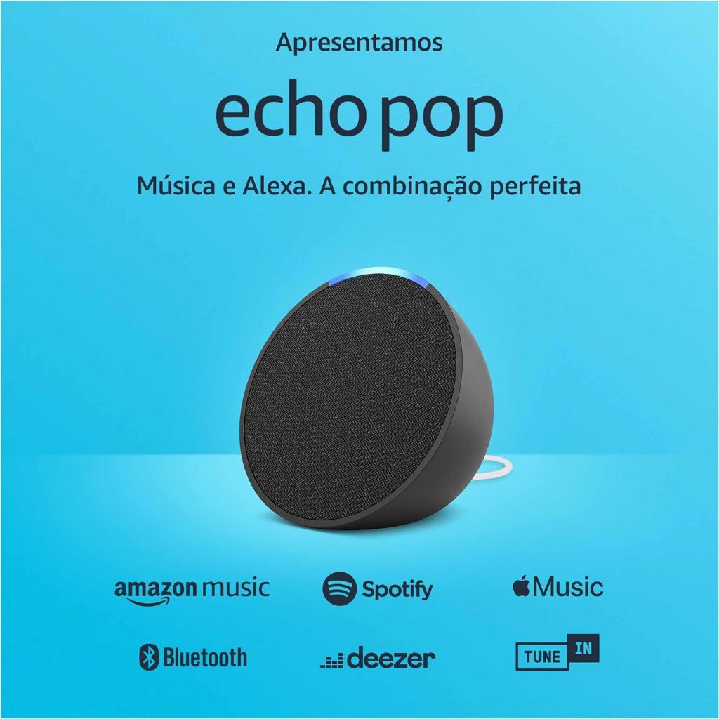 Echo Pop Amazon, com Alexa, Smart Speaker, Som Envolvente, Preto Amazon - Imagem 2