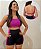 Conjunto Fitness Short e Top - Black & Pink com Decote nas Costas - Imagem 1