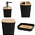 Conjunto de Acessórios para Banheiro 4 peças Preto com Bambu - Imagem 3