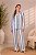 Pijama feminino longo americano - listrado azul - Imagem 1