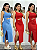 Vestido midi cruzadinho com fenda - Vermelho - Imagem 1
