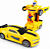 Carro a Pilha Vira Robô Emite Som e Luz Brinquedo Amarelo - Imagem 1