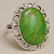Anel em Prata Indiana com Turquesa Verde Oval – Pedra da Calma e do Bem-Estar - Imagem 2