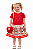 Conjunto Infantil Menina Blusa Vermelha com Ursinho e Saia Estampada Corações - Imagem 1