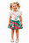 Conjunto Infantil Menina Blusa Branca com Estampa Tropical e Saia Estampada - Imagem 1