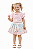 Conjunto Infantil Menina Blusa Rosa com Babados e Saia Floral com Laço - Imagem 1