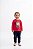Conjunto Infantil Kyly Moletom Flanelado Vermelho e Azul Marinho Menina Fone - Imagem 1