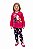 Conjunto Infantil Kyly Moletom Flanelado Pink e Marinho Pássaro e Flores - Imagem 1