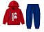 Conjunto Infantil Malwee Moletom Sem Flanela Vermelho e Azul Monster Zíper - Imagem 3