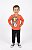 Conjunto Infantil Kyly Moletom Flanelado Laranja e Preto Dino Bateria - Imagem 1