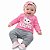 Conjunto Infantil Abrange Moletom Flanelado Rosa e Mescla Gatinha Love - Imagem 1