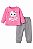 Conjunto Infantil Abrange Moletom Flanelado Rosa e Mescla Gatinha Love - Imagem 3