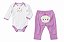 Conjunto Mafessoni Body e Mijão Branco e Lilás Gatinha Princesa - Imagem 3