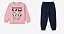 Conjunto Cato Lelê Moletom Infantil Mood Rosa e Azul Marinho - Imagem 3